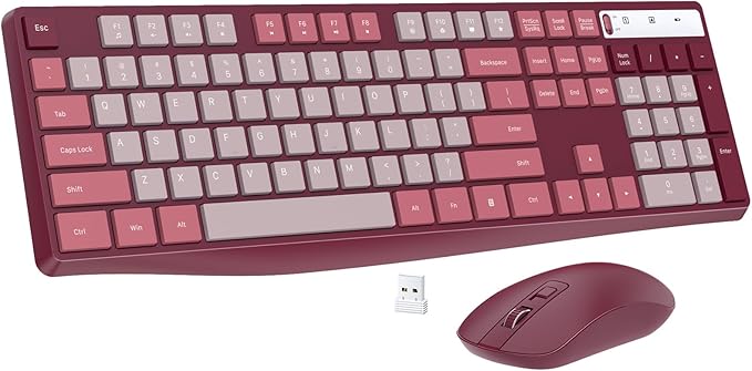 Wireless Keyboard and Mouse Combo, Lovaky 2.4G Full-Sized Ergonomic Keyboard Mouse, 3 DPI Adjustable Cordless USB Keyboard and Mouse, Quiet Click for Computer/Laptop/Windows/Mac (1 Pack