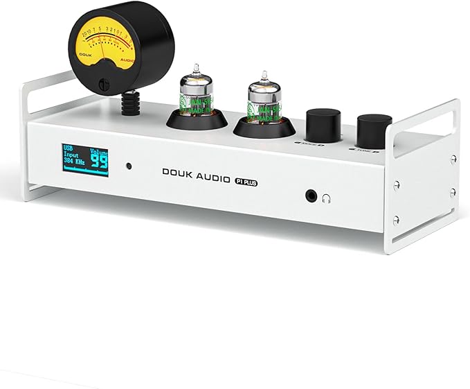 Douk Audio Tube Preamp DAC: Bluetooth 5.1 LDAC Headphone Amp w/VU Meter USB Coax Optical Input for Amplifiers