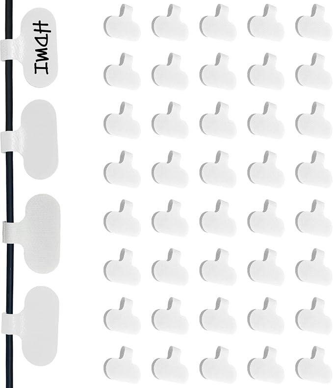 Mr-Label – 40Pcs Reusable Cable Labels– Writable Cable Wraps for Clear Writing- Cord Labels for Classify&Identification–Wire Tags for Cable Management | Electronics Computers(8 Colors)