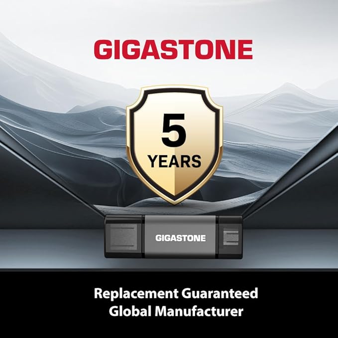 GIGASTONE 32GB Dual Flash Drive (2 Pack) Z40 USB 3.2 Gen 1, 2-in-1 Type-A & Type-C, 100MB/s Ultra Fast, Head Cap Design, Plug & Play for Smartphone/PC/Mac/TV/Car Audio, USB 2.0/3.0/3.1 Compatible