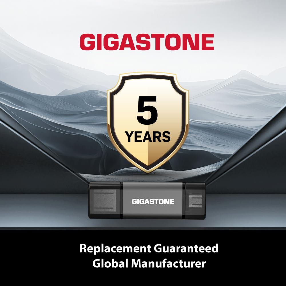 GIGASTONE 128GB Dual USB Flash Drive 2-Pack, USB 3.2 Gen 1, 2-in-1 USB C+A, Speed Up to 100MB/s, Head Cap Design Thumb Drive, Plug & Play for Smartphone/PC/Mac/TV/Car Audio, USB 2.0/3.0/3.1 Compatible