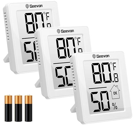Indoor Thermometer 3Pcs with Battery Magnetic Stand Digital Humidity Gauge