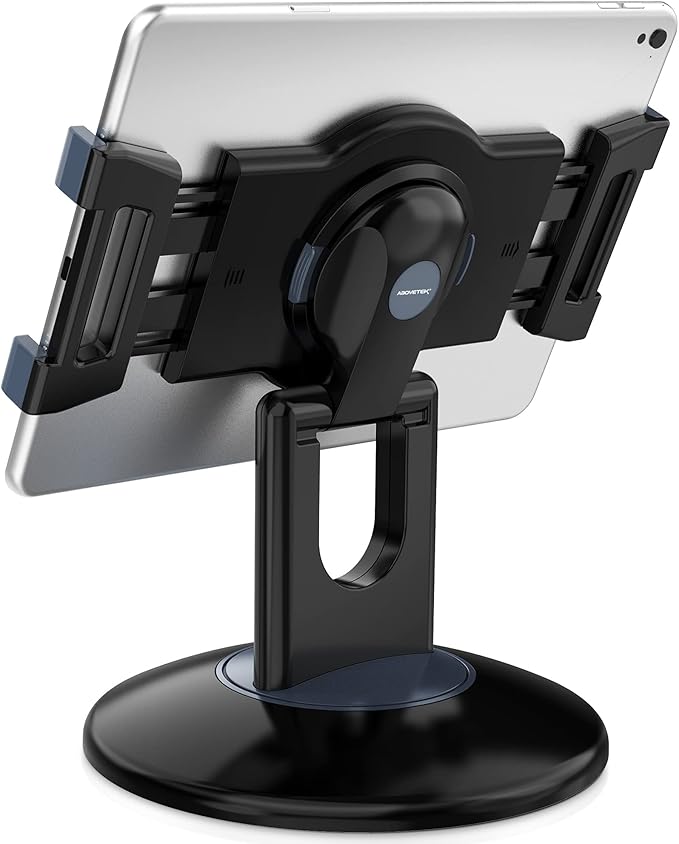 AboveTEK Retail Kiosk iPad Stand, 360° Rotating Commercial POS Tablet Stand, Fits 6"-13" (Screens) iPad mini Pro-Business Swivel Tablet Holder, for Store Office Reception Kitchen Desktop (White)