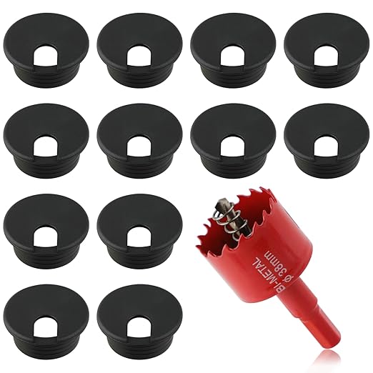 1.5 Inch(38mm) Desk Grommet, Desk Hole Cover for Cables with Hole Saw,Plastic Cable Cord Wire Hole Cover for Desk, Table,Cabinet,Countertop and Other Furniture(Whitek)