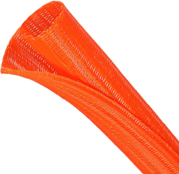 Split Wire Loom Tubing, Cable Protector Sleeve, Braided Cable Management for TV/Computer/Home Theater/Engine Bay, Cord Protectors from Pets No Chew (Orange