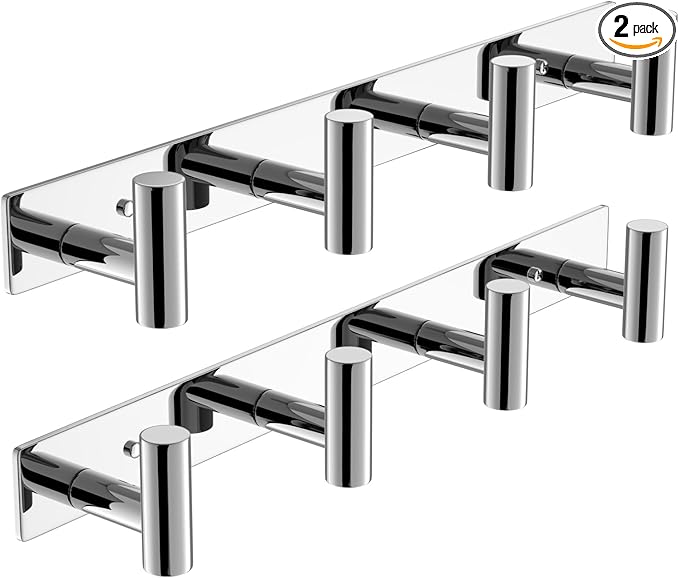 VAEHOLD Hat and Coat Wall Mount Rack - Hooks for Robes, Bags, Keys, and Towels - Bathroom Towel Hanger Organizer (White