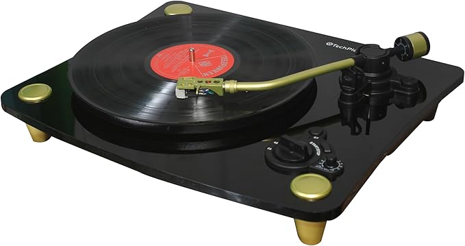 TechPlay Ghost, 2 Speed Belt Driven Turntable with Bluetooth Broadcast. Connects to Your Bluetooth Speakers wirelessly. (Black)