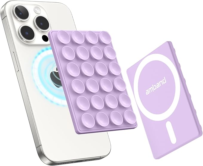 amBand Magnetic Suction Phone Grippy for MagSafe Case, Silicone Cup Sticky Mount for iPhone 12 13 14 15 16 17 Pro Max/Pro/Air/Plus, Hands-Free Selfie/Video for TikTok Creator/Influencer