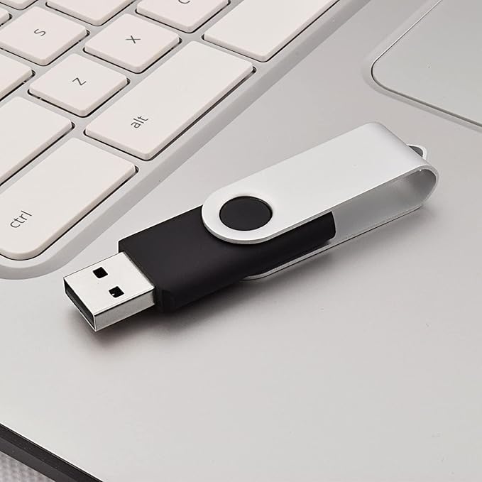 JUANWE 8GB USB Flash Drive 10 Packs, Bulk USB Sticks 2.0 Mutipack Metal Thumb Drive 360° Swivel Design, FAT32 Jump Drives Pen Drive Zip Drives for Data Storage - Black