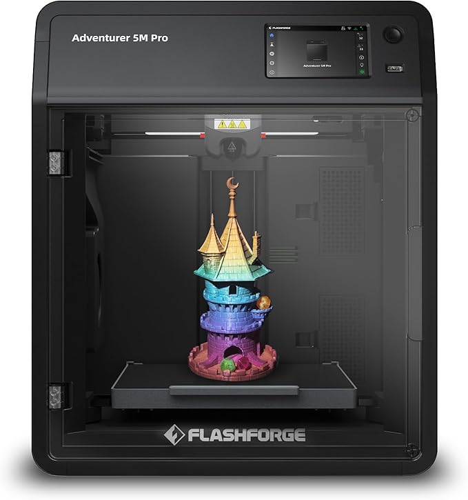 FLASHFORGE Adventurer 5M 3D Printer with Fully Auto Leveling, Max 600mm/s High Speed Printing, 280°C Direct Extruder with 3S Detachable Nozzle, CoreXY All Metal Structure, Print Size 220x220x220mm