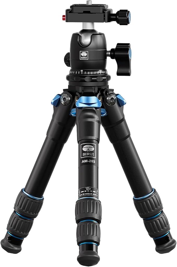 SIRUI Mini Tripod with 360° Panoramic Ball Head, Tabletop Travel Tripod for Camera, Quick Release System, Max Load 33lbs/15KG, Max Height 16.7”