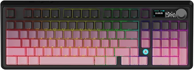 NACODEX Ajazz AK980 V2 Pink Gaming Machanical Keyboard Gift Switch Full Size RGB Gasket Mount 10000mAh Triple Modes Custom Keyboard with Five Layer Pad | Knob Control