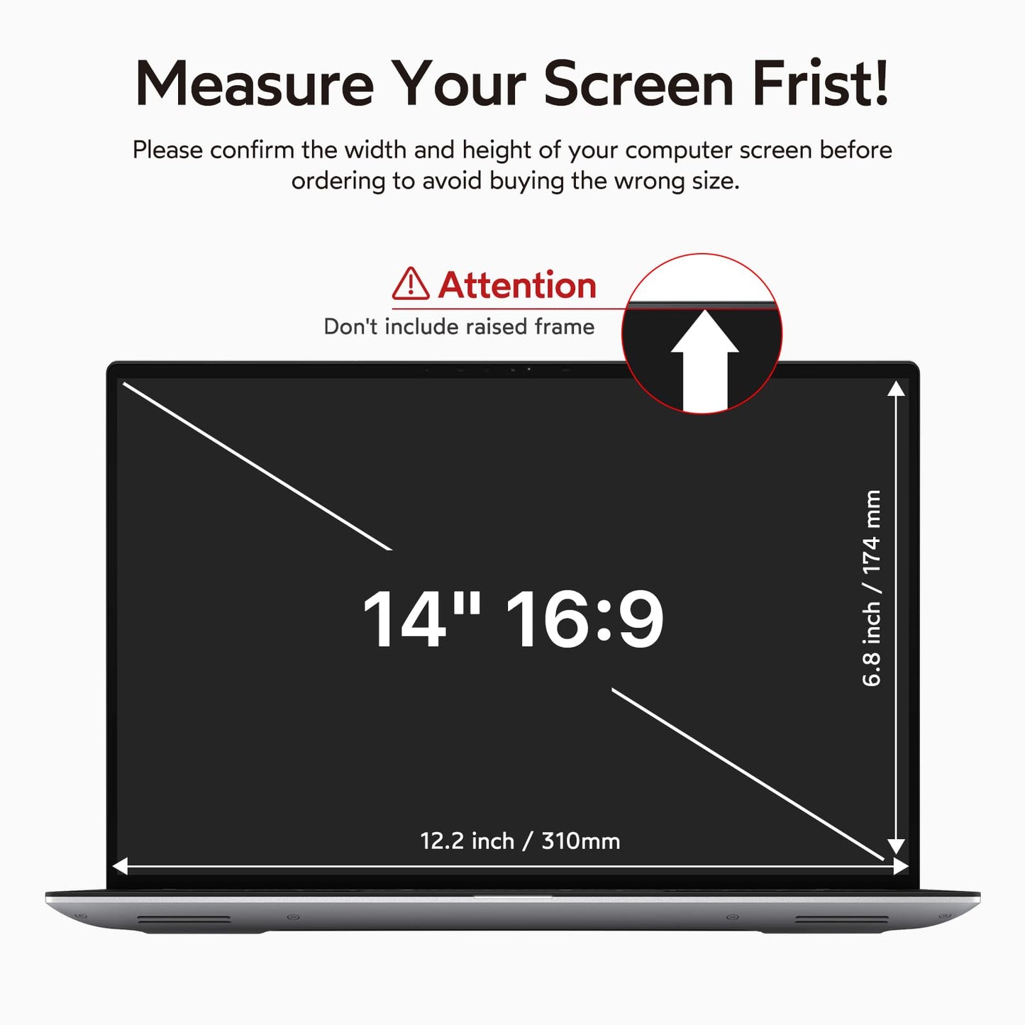 bersem 2 Pack 14 Inch Laptop Privacy Screen for 16:9 Ratio Computer Monitor