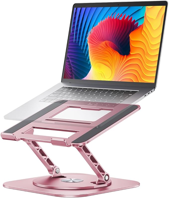 AOEVI Adjustable Laptop Stand with 360 Rotating Base, Computer Stand for Laptop Ergonimic Foldable Laptop Riser for Desk Compatible with MacBook Pro/Air Notebook up to 16 Inches