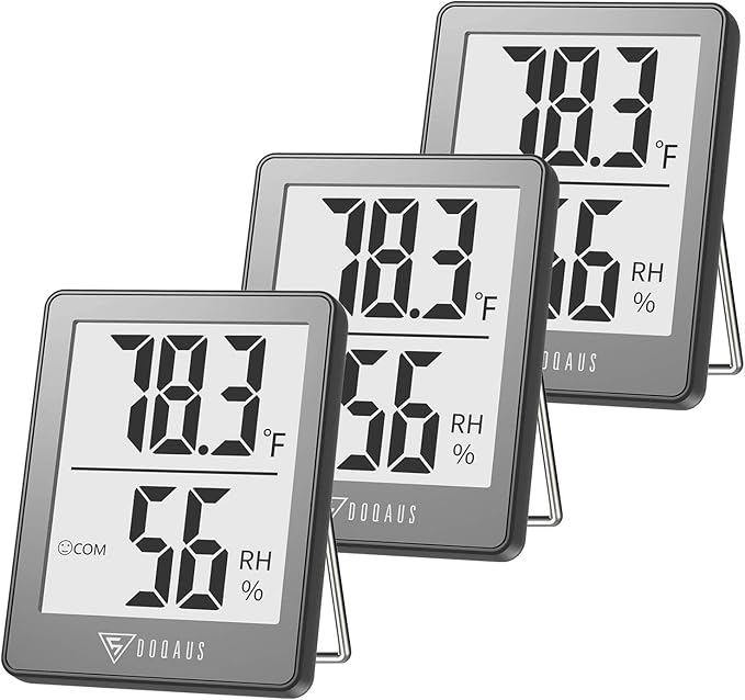 DOQAUS 3 Pack Digital Hygrometer Indoor Thermometer Humidity Monitor White