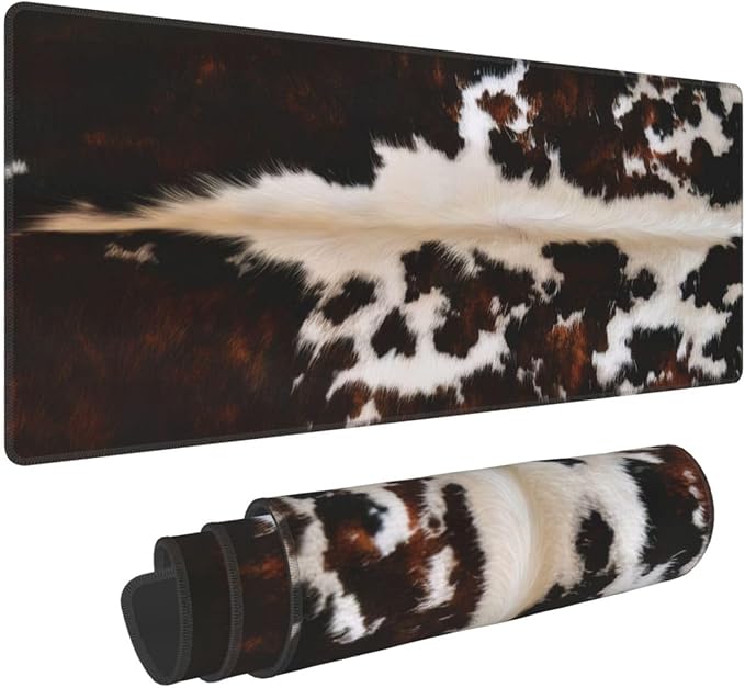 PPZCXWP Cowhide Mouse Pad Extended Large 31.5x11.8 Faux Fur Desk Mat