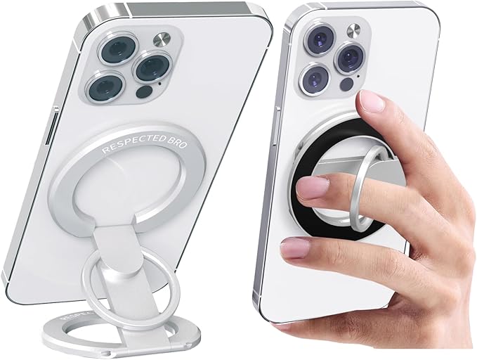 RESPECTED BRO-Magnetic-Phone-Ring-Holder with Dual Rings, Compatible with iPhone 17/16/15/14/13/12, Multifunctional Stand for Office, Gym, Kitchen & All Metal Surfaces, Finger Loop Grip (Light Green)