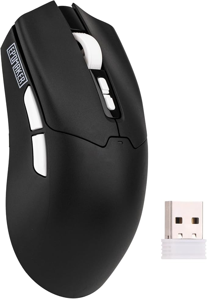 EPOMAKER Click Lite Wireless Gaming Mouse, 800 to 12,000 DPI Adjustable, PAW3311 Sensor, 500mAh, 59g, 2.4G/BT/USB-C Rechargeable Wireless Mouse with 5 Programmable Buttons for PC/Mac/Linux (White)