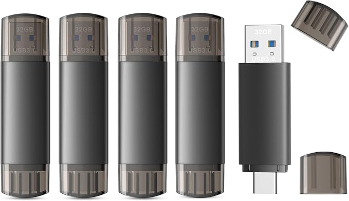128GB USB C Flash Drive Dual USB 3.1 Flash Drive Type C + USB A Portable Type-C Flash Drive 2-in-1 USB-C Thumb Drive for Smartphone Tablet Computer Mac iPhone 15 Black