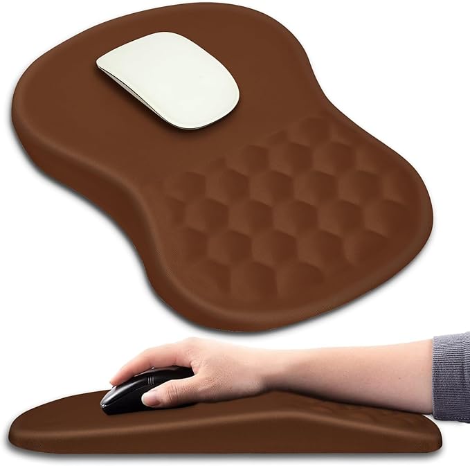 Hokafenle Ergonomic Mouse Pad Wrist Support with Massage Design, Wrist Rest Pain Relief Mousepad with Memory Foam&Non-Slip PU Base, Mouse Pads for Wireless Mouse & Desk (12x8 inch,Olive Green)