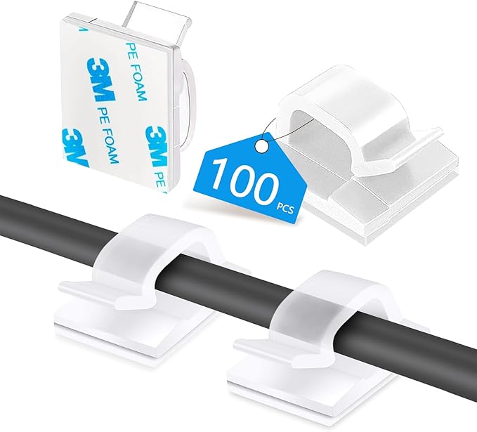 Abnii 100PCS Adhesive Cable Clips, Cord Wire Organizer