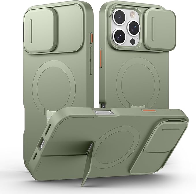 SURITCH for iPhone 13 Pro Case with Magnetic Camera Slide Cover and Adjustable Kickstand, Compatible with MagSafe, Shockproof Bumper Case Slim Protective Cover for iPhone 13 Pro 6.1 Inch