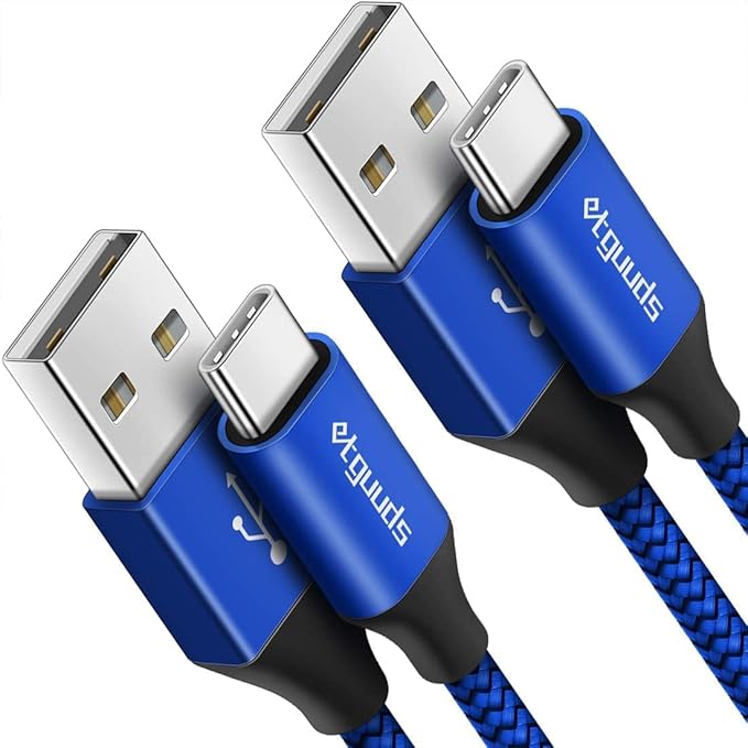 etguuds 6.6ft USB A to USB C Cable, 2Pack Fast Charging Cord Type C Charger