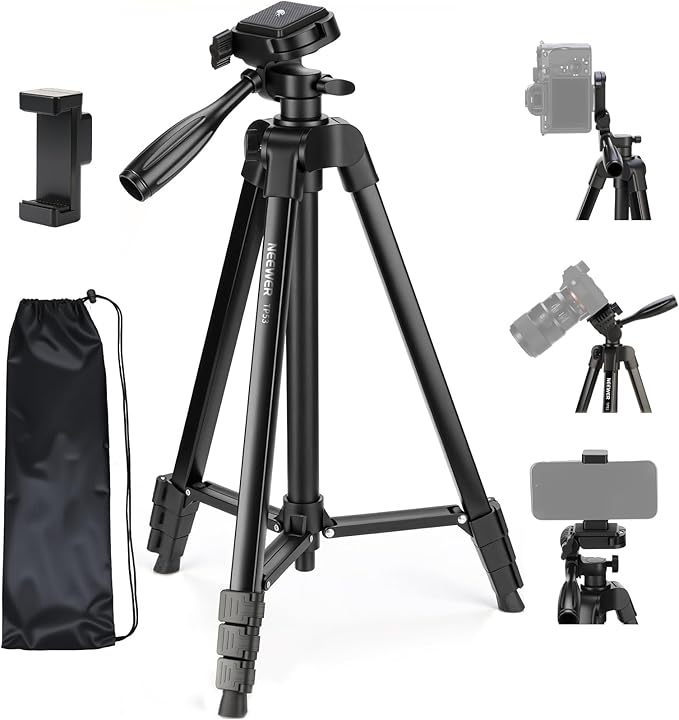NEEWER Basics 74" Video Tripod Monopod, 3 Way Pan Tilt Head, Remote