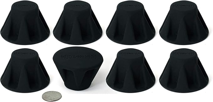 Speaker Isolation Feet – 4-Pack 1.5" Bigfoot Rubber Pads – Non-Adhesive Anti-Vibration Feet for Turntables, Subwoofers, Amplifiers – 50 Duro Non-Skid Bumpers for Audio Equipment