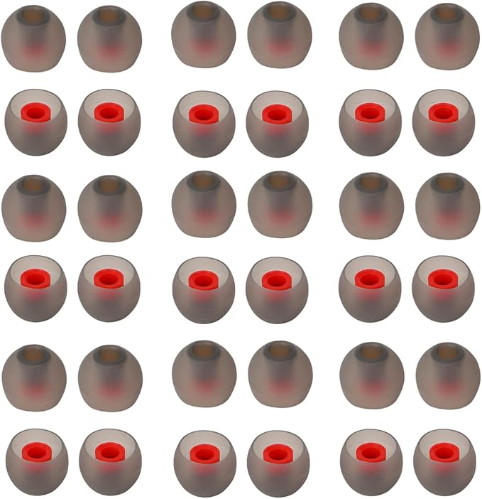 36 Pieces Large Earbud Tips Soft and Comfortable Ear Bud Replacement Pieces Silicone Fit Most in-Ear Headphones,Inner Hole 3.8mm -5.5mm,Black and Red Replacement Earbuds Silicone Tips