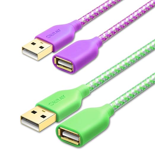 OKRAY 5-Pack USB 2.0 Extension Cable Type A Male to A Female Extender Cords