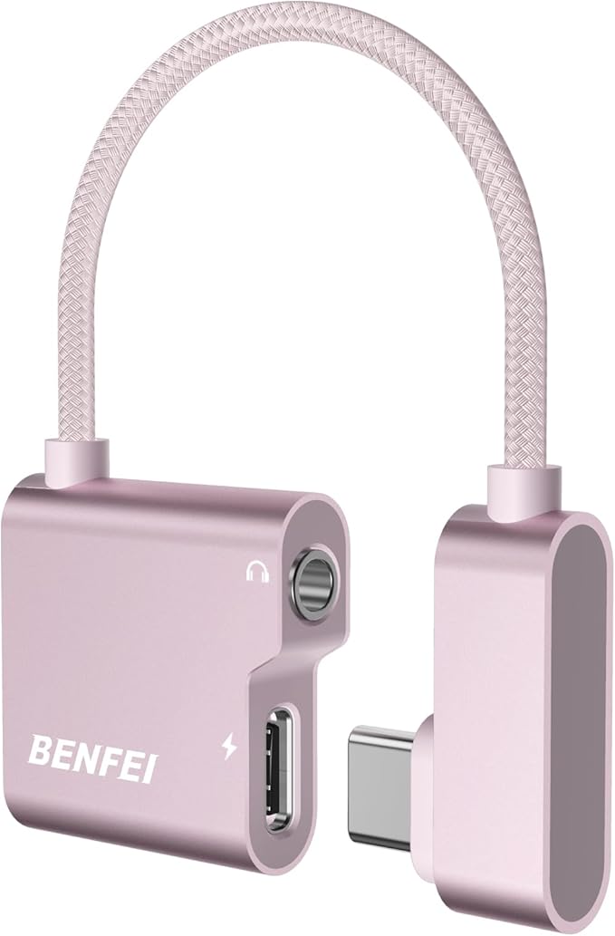 BENFEI USB C Splitter 1 in 2 Out Dual USB C Audio Jack Adapter with 60W Fast Charging, Type C Audio Headphone Compatible with iPhone 16/16 Pro/Pro Max, Samsung Galaxy S25/S24/S23 iPad Pro, Pixel 9