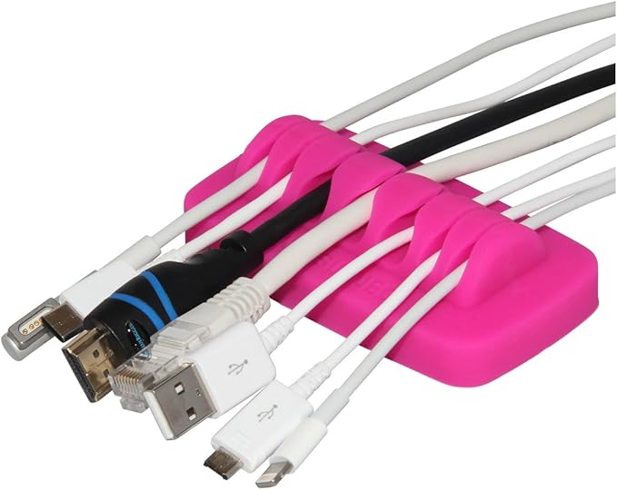 Heaviest Cable Organizer on The Market! Compact and Weighted Desktop Cord Holder and Cable Organizer, Eco-Friendly Silicone, No Bad Smell, Bundled with 4 Reusable Cable Ties! (Blue)
