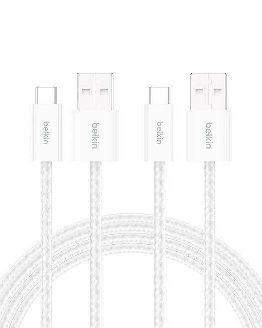Belkin USB A to USB C 15W Braided Cable 6.6ft iPhone Charger Cord