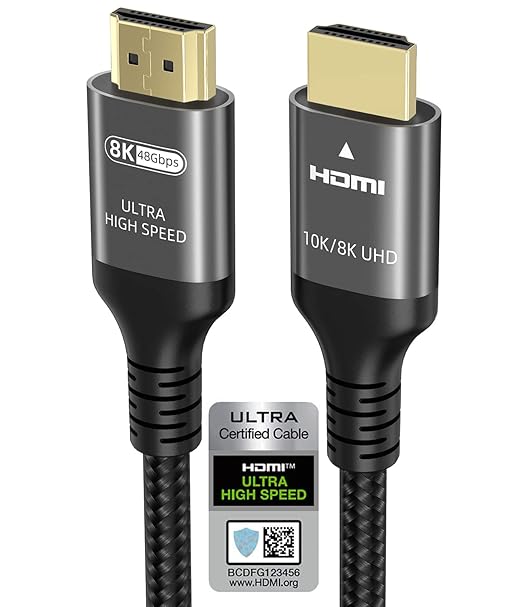 Ubluker 10K 8K 4K HDMI to HDMI Cable 8FT, Certified Ultra High Speed Cord