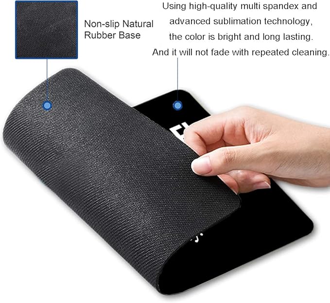 Motivational Mouse Pad, Black Inspirational Mouse Pad with Designs, Square Mouse Mat Waterproof Mousepad Non-Slip Rubber Base Mouse Pads for Office Laptop