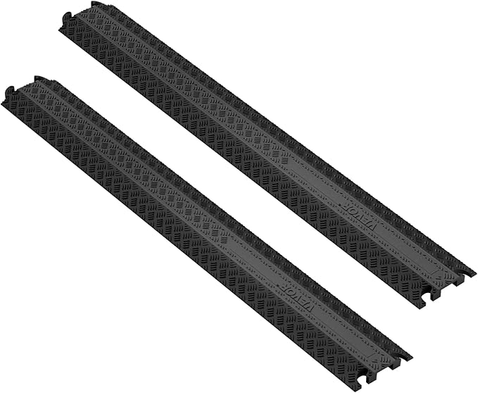 VEVOR 1 Pack Drop Over Cable Cover, 2 Channel Heavy Duty Cable Hose Protector Ramp, 38.3'' Floor Cord Cover, 17, for Traffic Areas, Indoor, Outdoor, Home, Office, Warehouse
