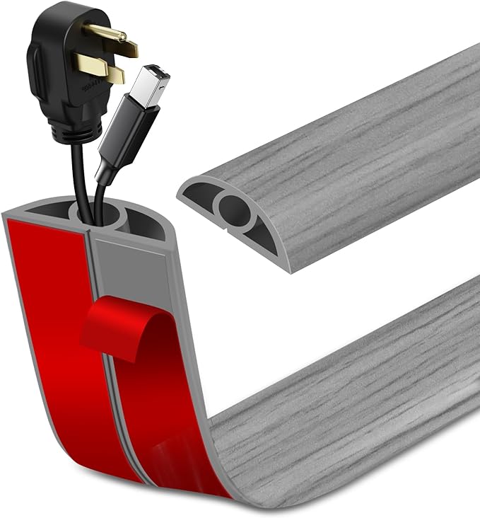 LSGCQ Floor Cord Cover Self Adhesive Cord Hider Floor Cable Management — 0.79" x 20'