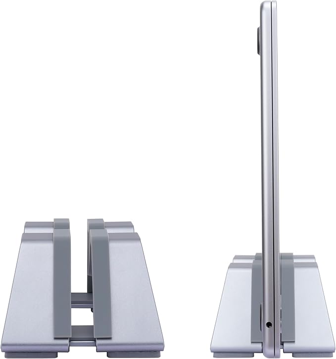 Psitek Adjustable Vertical Laptop Stand - Aluminum, Universal Fit for All Laptops (10-30mm Thickness) - Fashion Design, Adjustable Width, Anti-Slip & Scratch-Resistant, Patented Design