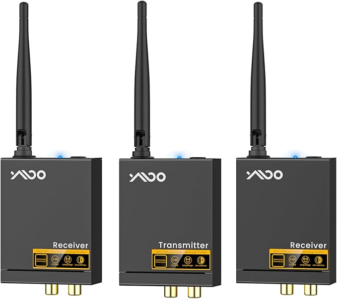 YMOO 2.4GHz Wireless Audio Transmitter Receiver (1 TX+2 RX) for Home Audio