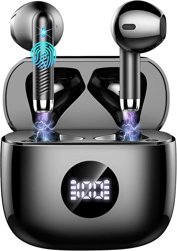 Wireless Earbuds, Bluetooth 5.4 Ear Buds, LED Power Display, 6D Bass Stereo