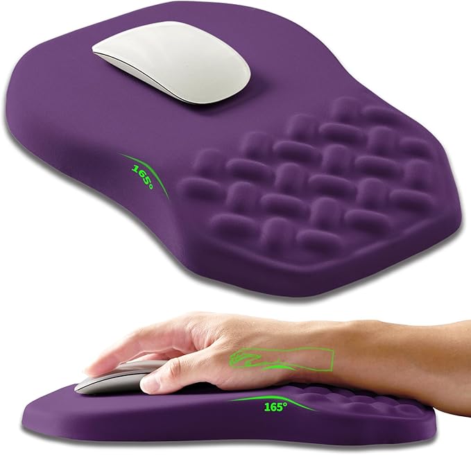 Armanza Ergonomic Slope Mouse Pad Wrist Support, Wrist Rest Mousepad for Carpal Tunnel Pain Relief with Massage Bulge and Slow Rebound Memory Foam (12x8 inch, Galactic System)