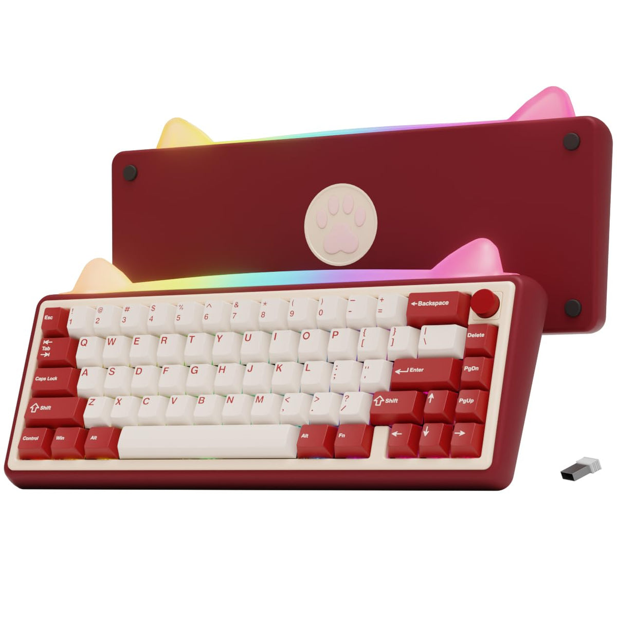 OOCTPK Chilkey Foxy65 Mechanical Keyboard with Knob, Gasket Mount 65% Aluminum Wireless Mechanical Keyboard, BT5.0/2.4GHz/USB-C, Hot Swappable, RGB Backlit Computer Custom Key Board for PC