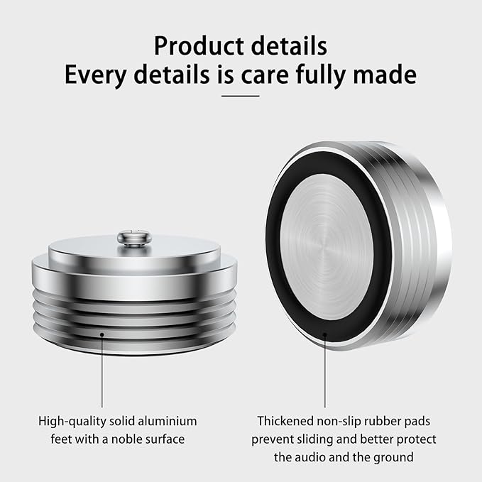 Audiocrast IF3917S HiFi Speaker Isolation Feet Pads 4PCs Aluminum 39x17mm Silver Speaker Shock Absorber Vibration Dampener Floor Protector for Audio Speaker Subwoofer CD DVD Amplifier Turntable DAC