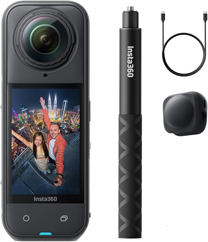 Insta360 X5 - Waterproof 8K 360° Action Camera, Leading Low Light, Invisible Selfie Stick Effect, Rugged and Replaceable Lens, 3-Hour Battery, Built-in Wind Guard, Stabilization, Triple AI Chip Design