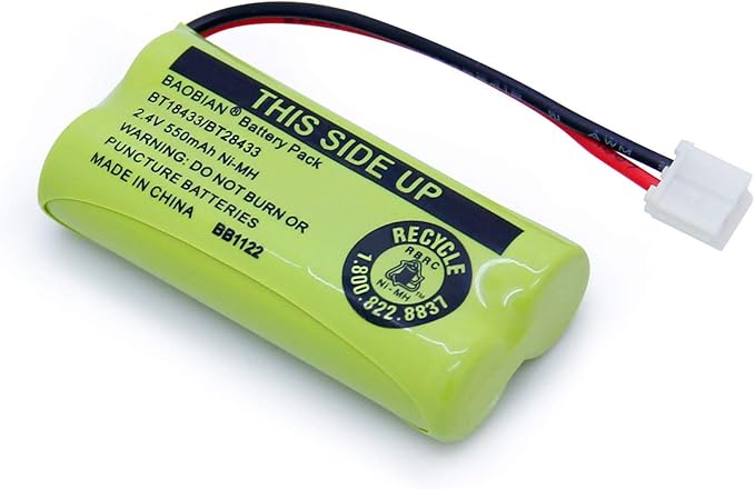 BT18433 BT28433 Cordless Phone Battery Compatible with AT&T/Lucent BT-18433 BT-184342 BT-28433 BT-284342 BT-6010 BT-8000 BT-8001 BT-8300 Empire CPH-515D CPH515D 2.4V 550mAh Ni-MH(Pack of 3)