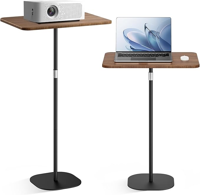 POLESTO Portable Laptop Floor Stand, Bedside/Sofa Table with Height Adjustable 18''~47'', Stylish Movable Workstation Floor Standing Desk for Office, Meeting Room, Living Room Easy Assembly