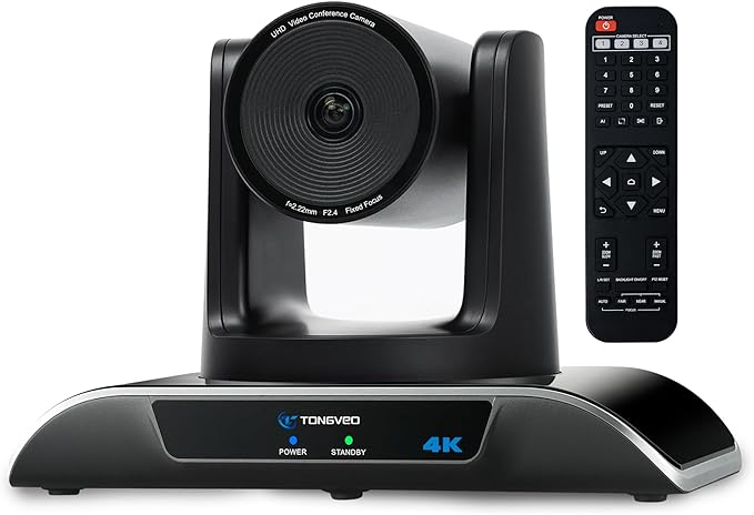 TONGVEO 4K Conference Room Camera System with Gesture Control, AI Auto-Tracking PTZ Camera 5X Digital Zoom with Speakerphone Set 120ยฐ Wide-Angle USB3.0 for Remote Meetings Zoom Teams OBS and More