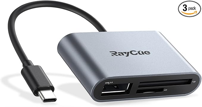 RayCue USB C USB3.0 Multi SD Card Reader, 7 in1 Memory Card Reader for SD/TF/CF/XD/MS, Drive Free for iPhone 15 pro/max, MacBook Pro/Air 2023, iPad Pro, iMac, S23, XPS 17, Surface Book 3 and More