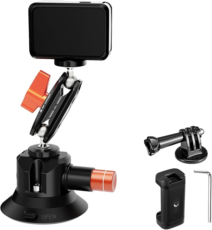 K&F CONCEPT 6" Suction Cup Camera Mount with Magic Arm, ARRI Style 1/4"